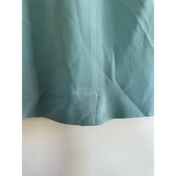 vintage BARRIE PACE Ltd. light turquoise blue 100% silk straight pencil skirt - Picture 3 of 8